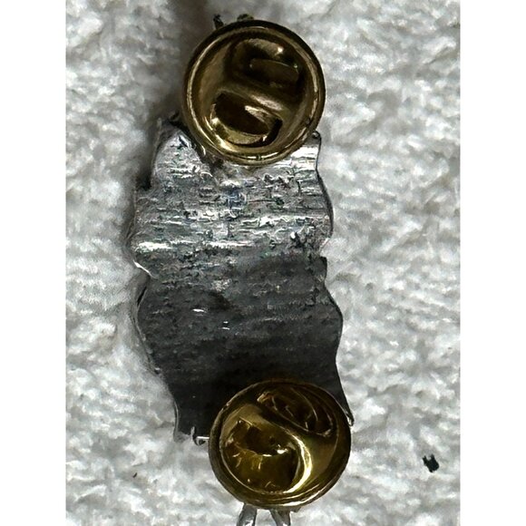 Flaming Sunburst Silver Tone Lapel Pin With Clear Gem Dual Clutches Motorcycle - Picture 5 of 6